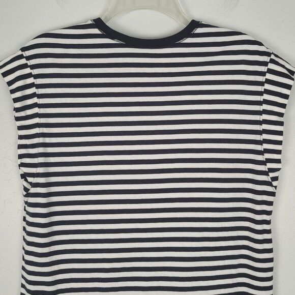 Everlane The Muscle Tee in Essential Cotton Bone Black White Striped Size S - Picture 5 of 10
